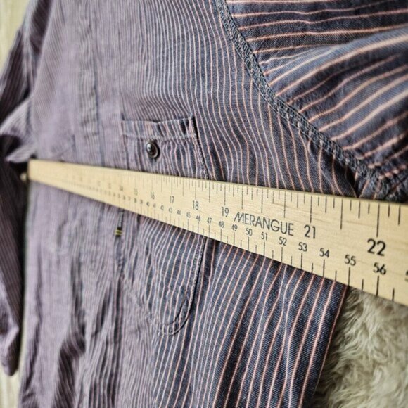 Barbour Shirt Long Sleeve Button-Up Purple Stripe Cotton Casual Classic Size L - Picture 4 of 10
